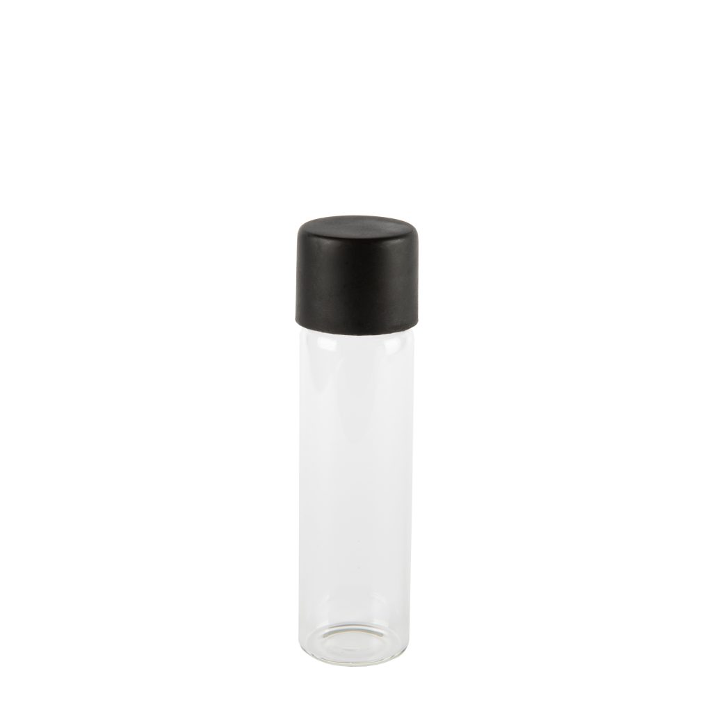 80mm Glass Clear Pre Roll Tubes W Matte Black Caps