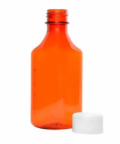 4 oz Amber Graduated Oval RX Bottles with Child-Resistant Caps