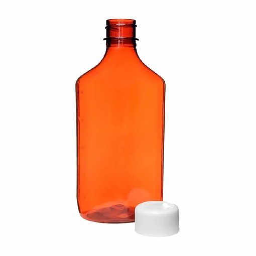 8 oz Amber Graduated Oval RX Bottles with Child-Resistant Caps