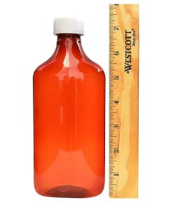 16 oz Amber Graduated Oval RX Bottles with CR Caps