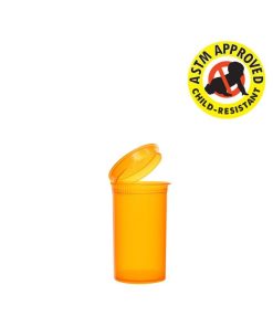19 Dram Child Resistant Translucent Amber Pop Top Bottles