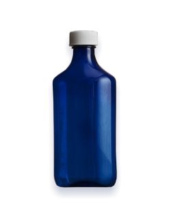 12oz Blue Graduated Oval RX Bottles Child-Resistant Caps for Medicine