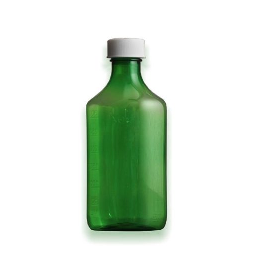 12oz Green Graduated Oval RX Bottles Child Resistant Caps