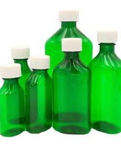 12 oz Green Graduated Oval RX Bottles with CR Caps