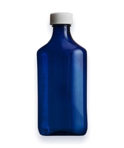 16oz Blue Graduated Oval RX Bottles Child-Resistant Caps for Medicine
