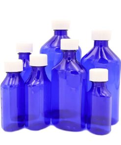 3 oz Blue Graduated Oval RX Bottles with CR Caps