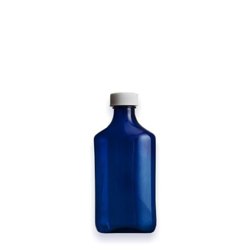 4oz Blue Graduated Oval RX Bottles Child-Resistant Caps for Medicine