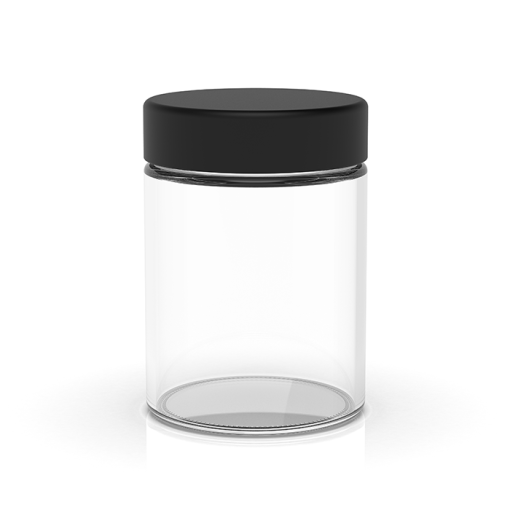 4 oz Child Resistant Clear Black Glass Jar