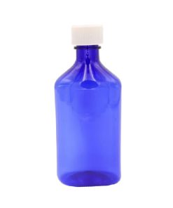 8 oz Blue Graduated Oval RX Bottles with CR Caps
