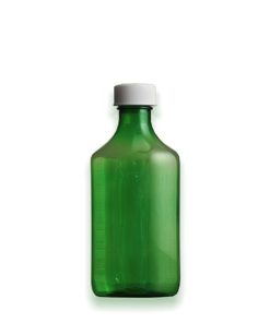 8oz Green Graduated Oval RX Bottles Child Resistant Caps