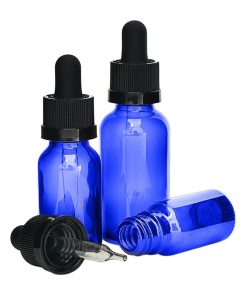 15ml Blue Glass Tincture Bottles with Child Resistant Dropper Cap