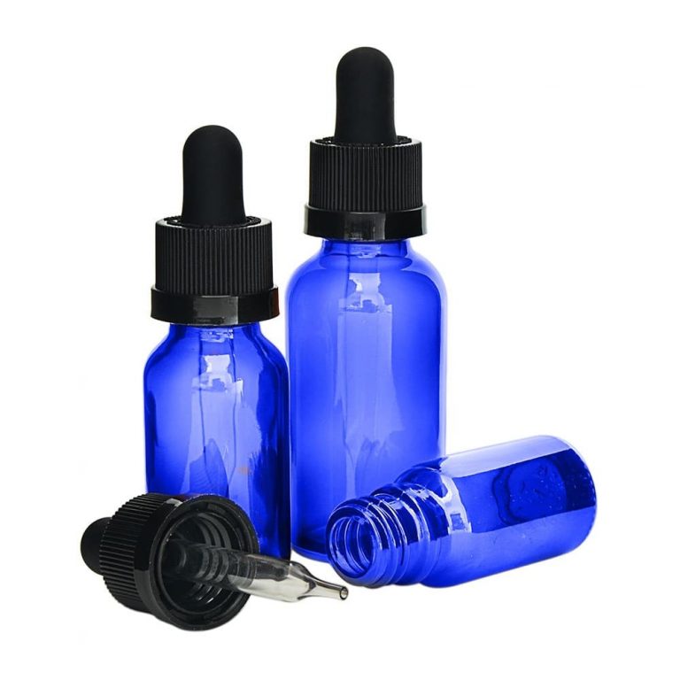 30ml (1oz) Blue Glass Tincture Bottles with Child Resistant Dropper Cap