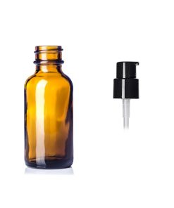 1oz Amber Glass Boston Bottle w/ Treatment Pump