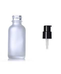 1oz Clear Frosted Glass Boston Bottle w/ Treatment Pump