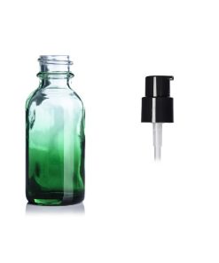 1oz Green-Shaded Clear Glass Boston Bottle w/ Treatment Pump