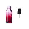 1oz Red-shaded Clear Glass Boston Bottle w/ Treatment Pump