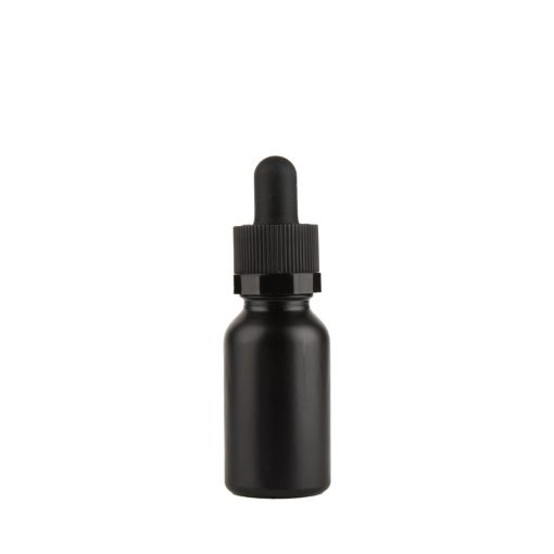 15ml Matte Black Glass Tincture Bottles with Child Resistant Dropper Cap