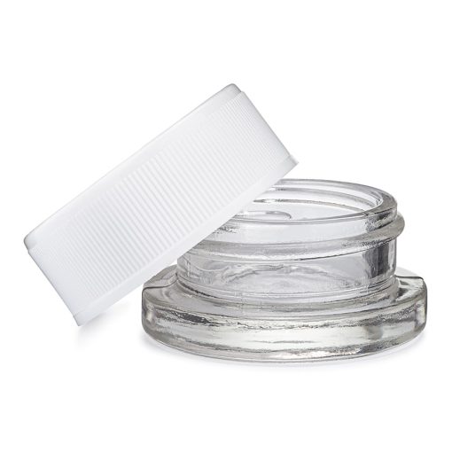 9ML Clear Glass Concentrate Container w/ Child Resistant White Lids