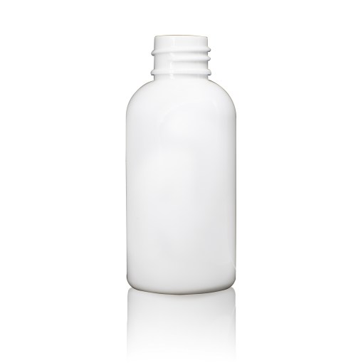 2 Oz PET Plastic White Boston Round Bottle