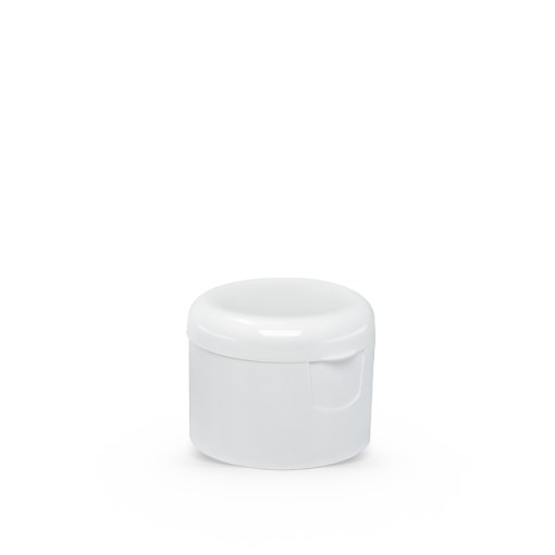 White Polypropylene 28-410 Smooth Skirt Round Flip Top Dispensing Cap