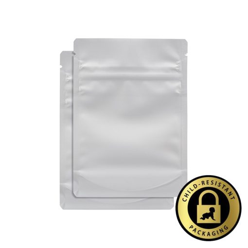 1/8oz White Child-Resistant Mylar Bags