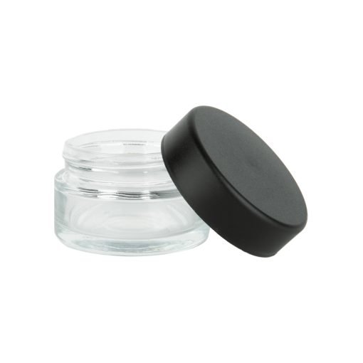 1 oz Child Resistant Clear Black Glass Jars