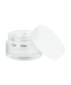 1 oz Child Resistant Clear White Glass Jars