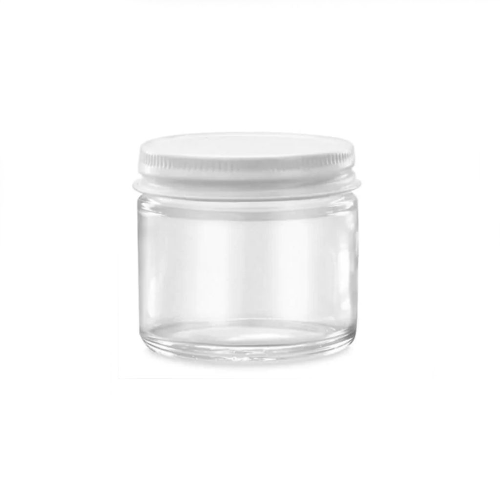 2oz White Aluminum Cap Clear Baller Jars Sauce Jars Flower Jars 2302