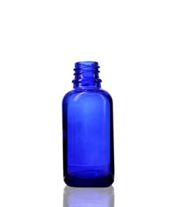 30 ml Euro Round Glass Bottle with 18-DIN Neck Finish Cobalt Blue