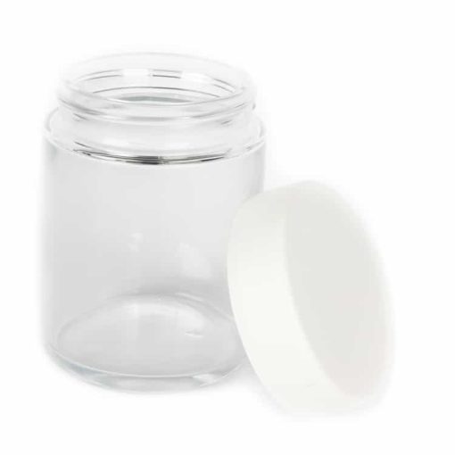 4 oz Child Resistant Clear White Glass Jar