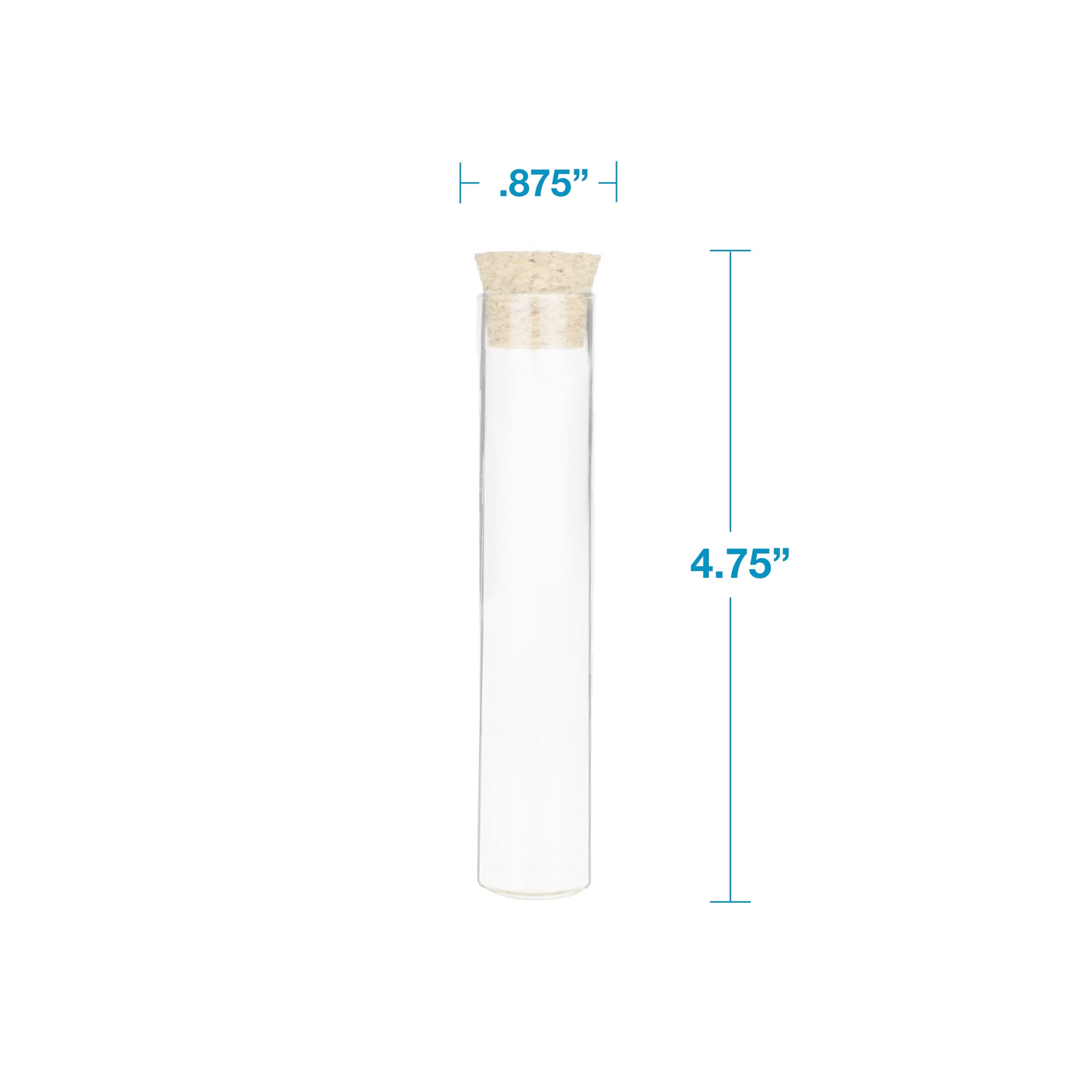 130mm Glass Pre-Roll Tubes with Cork – Standard Width (400 Tubes)