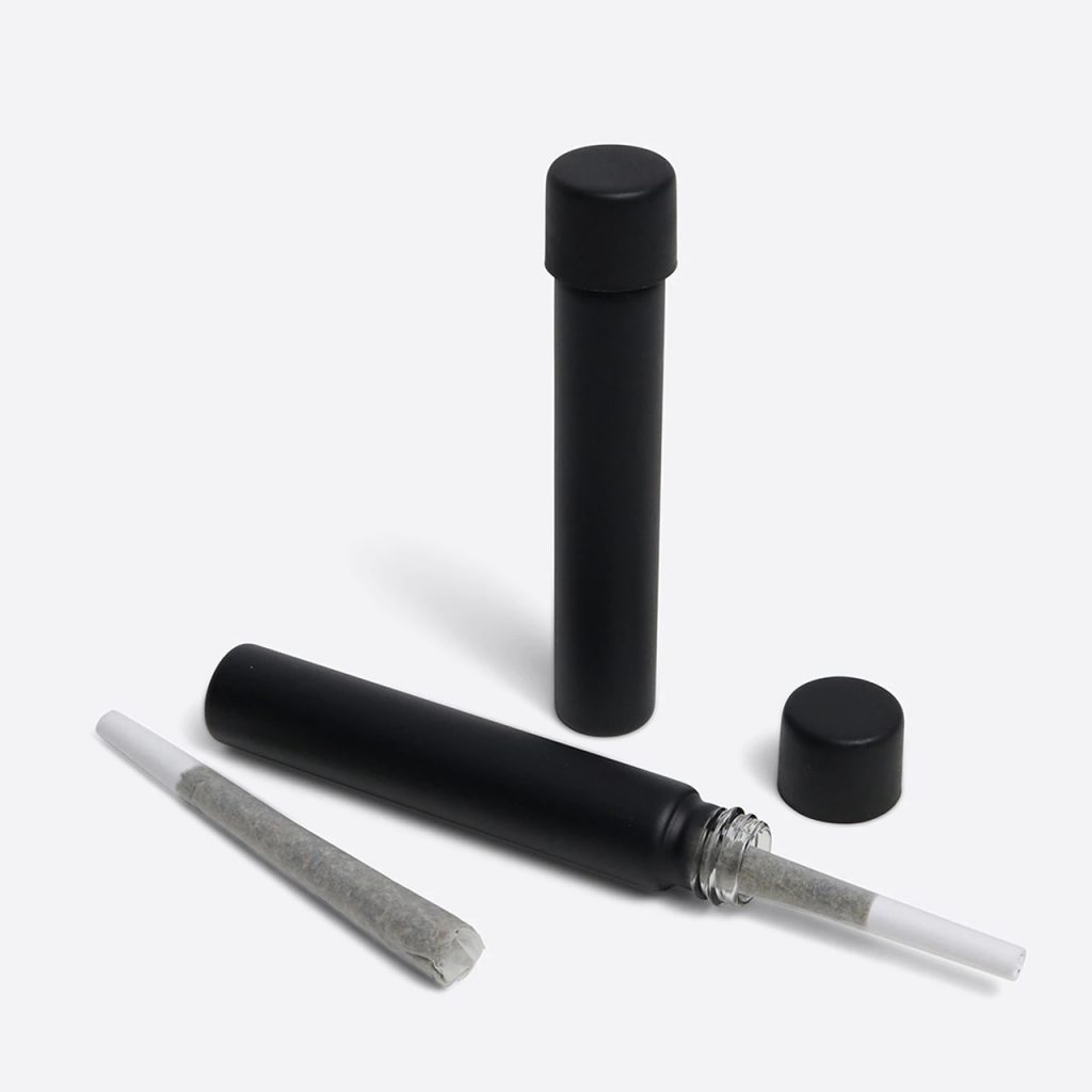 97mm Matte Smooth Black Glass PreRoll Tubes with CR Caps USA