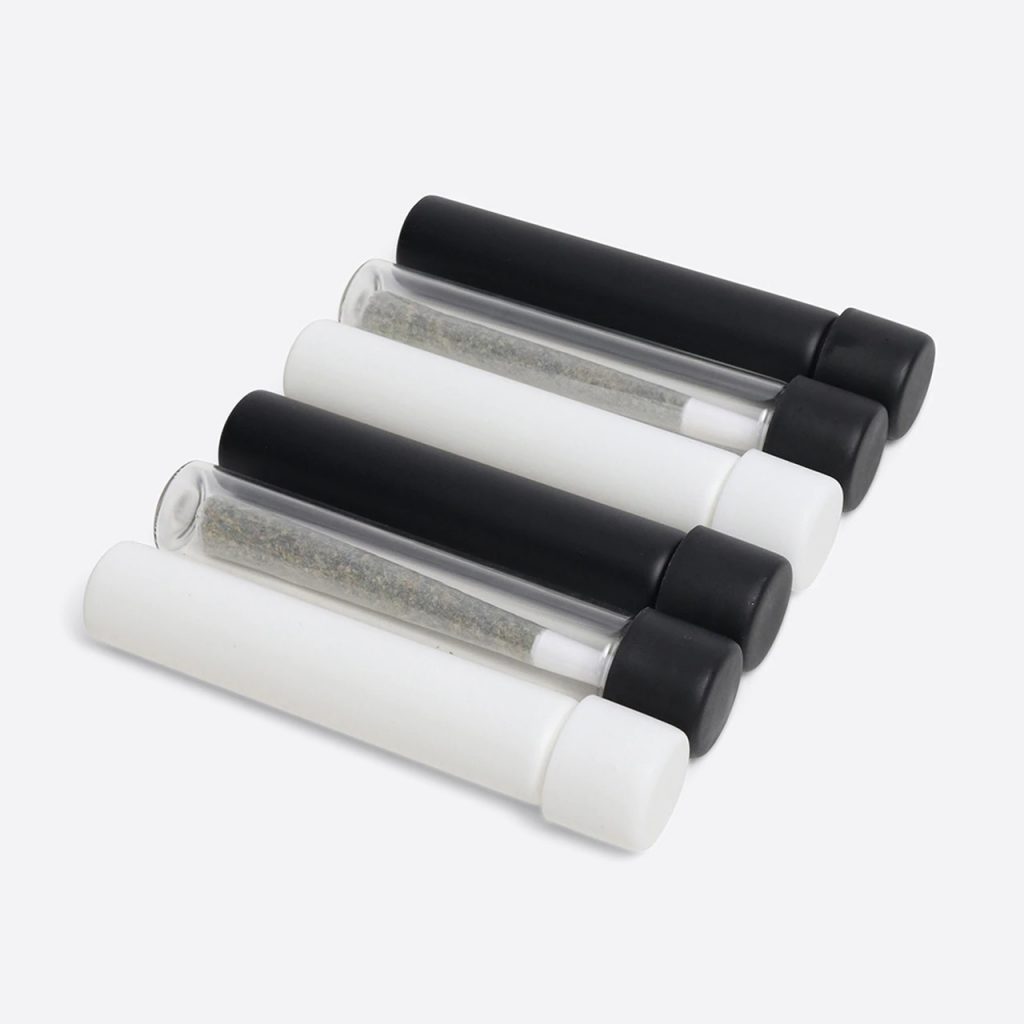 110mm Matte Smooth White Glass PreRoll Tubes with CR Caps