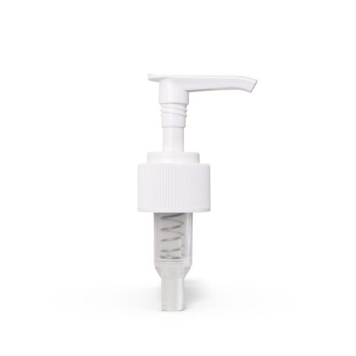 28-410 White Ribbed Skirt Lotion Pump with 245mm Dip Tube (100 per pack.)
