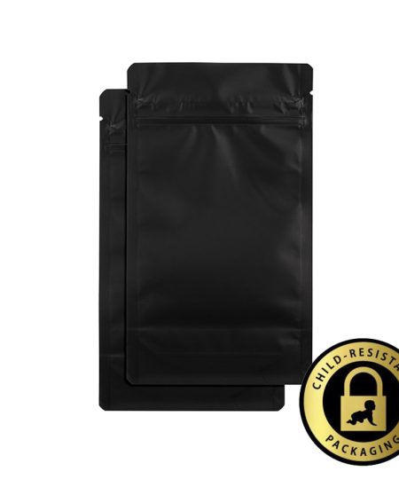 1/4oz Matte Black Child-Resistant Mylar Bags