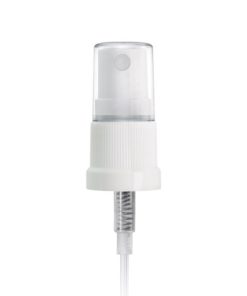 White PP 18-410 Ribbed Skirt Fine-Mist Fingertip Sprayer with Clear Overcap