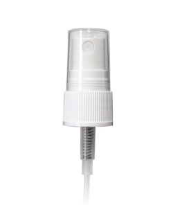 White PP 20-410 Ribbed Skirt Fine Mist Fingertip Sprayer with 80mm Dip Tube Clear Overcap