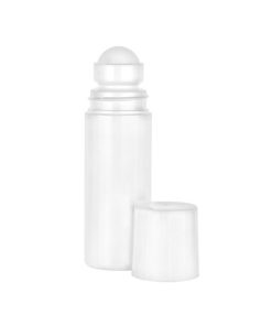 2 oz White Roll-On Deodorant Bottle with Straight Edge Cap