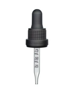 0.5 oz Black Graduated Glass Dropper with Tamper Evident Seal (18-400)(Heavy Duty)