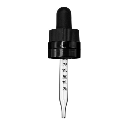 0.5 oz Black Child Resistant with Tamper Evident Seal Graduated Glass Dropper (18-400)