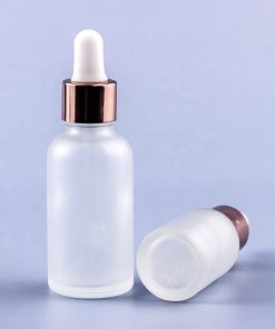 2oz Clear Frosted Glass Tincture Bottles Rose Gold White Droppers