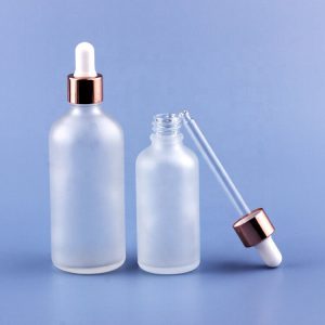 30ml Clear Frosted Glass Bottles with Rose Gold/White Droppers 20-400