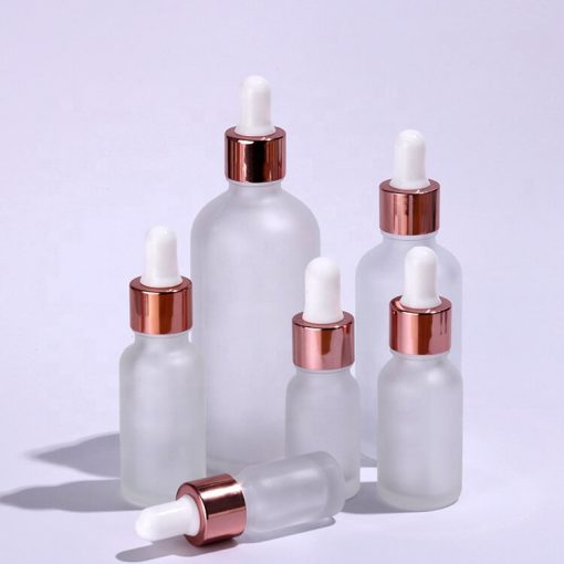 60ml Clear Frosted Glass Tincture Bottles Rose Gold White Droppers