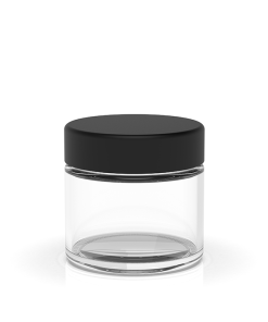 2 oz Child Resistant Clear Black Glass Jars