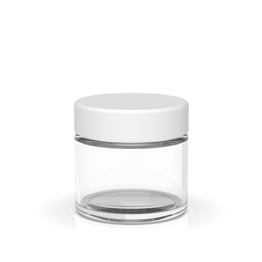 2 oz Child Resistant Clear White Glass Jars