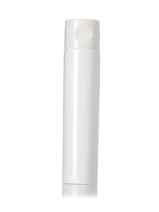 1 oz glossy white LDPE plastic 5-layer tube with flip cap and heat induction seal