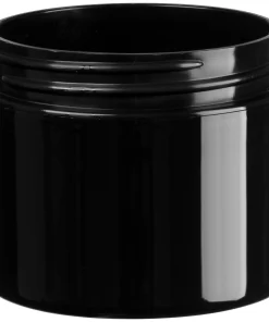 2 oz black pp plastic jar double wall straight sided 58mm