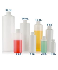 8 oz White 24/410 CYLINDER ROUND PLASTIC BOTTLES