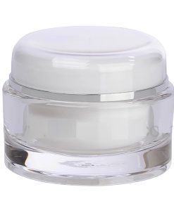 Jar, Acrylic, Round, White/Clear with Silver Band, 30mL