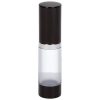 Airless Bottle, Black Cap, Shiny Silver Collar, Frosted Body, 15 mL